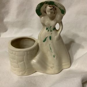 Vintage Ceramic PORCELAIN Girl Lady Planter